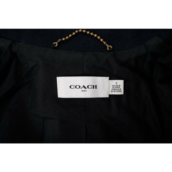 Coach Womens 1941 Naval Officer Pea Coat Navy Blue Double Breasted Patches Sz 2 - Picture 7 of 7